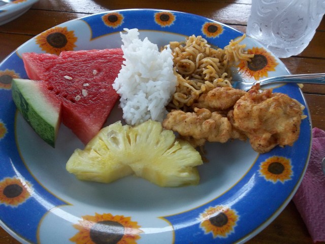The food was one of my favorite parts of the trip.  It was made and eaten on the boats.  We probably ate 3 whole watermelons every day (look at the way they cut them into arrow shapes)!