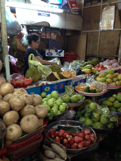 Chris finally found, and, thoroughly enjoyed, a fresh durian!  