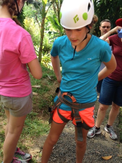 Gearing up to climb a coconut tree.