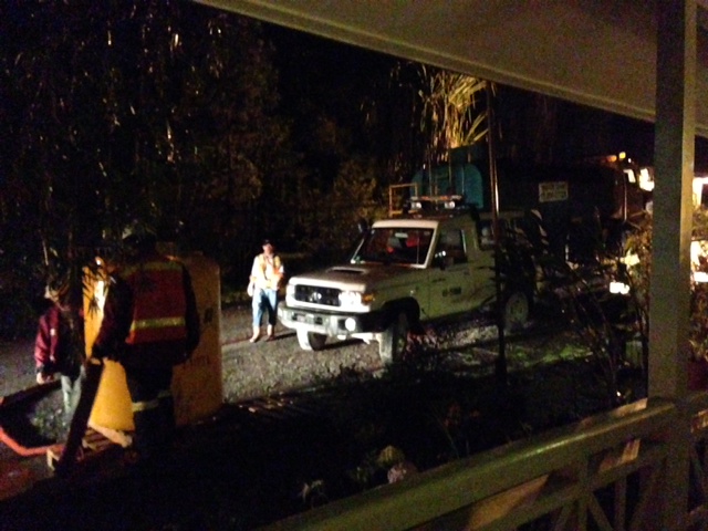 The water tank being filled with fresh, clean (and very cold) water.