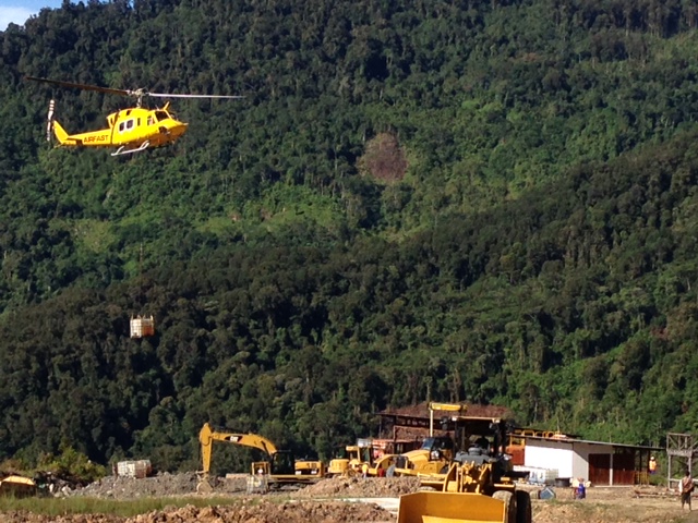 A Bell delivering supplies to the project.