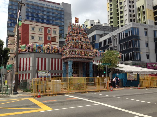 An ornate Hindu temple in Little India.