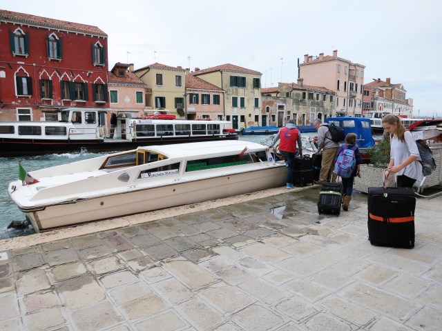 On our last day in Venice, this water taxi picked us up at our hotel and took us to the cruise ship terminal.